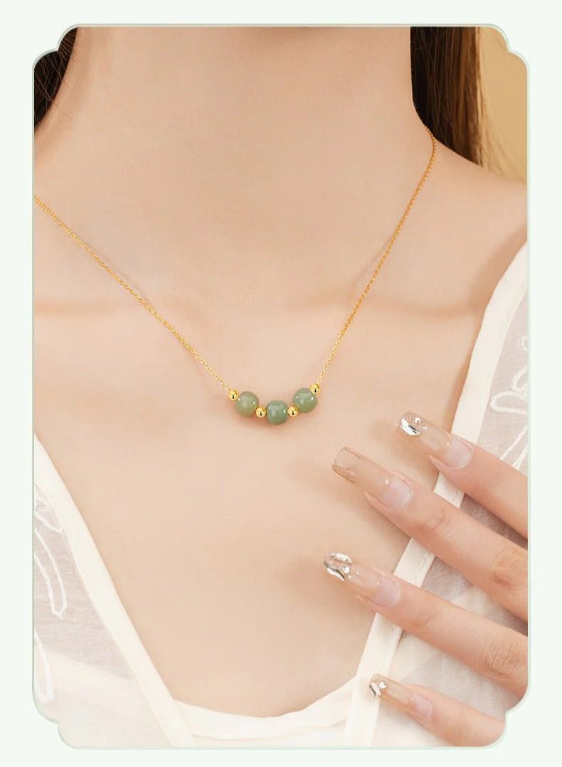 Mother’s Day Jade Necklace - Sterling Silver 925 Heitian Round Bead | STAR8S - STAR8S