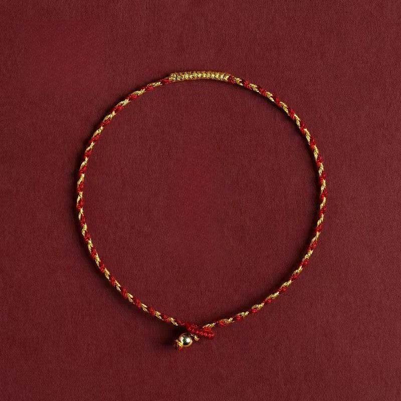 natal year handwoven golden silk diamond - knot red rope bracelet - star8s