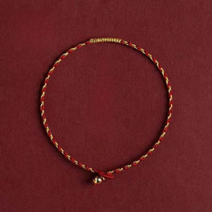 Natal Year Handwoven Golden Silk Diamond - knot Red Rope Bracelet - STAR8S