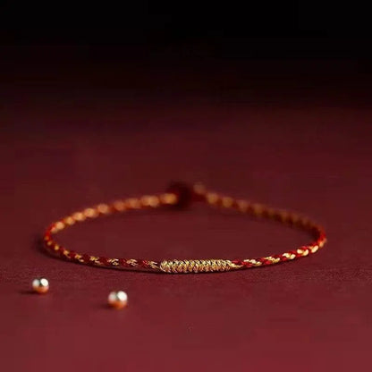 Natal Year Handwoven Golden Silk Diamond - knot Red Rope Bracelet - STAR8S