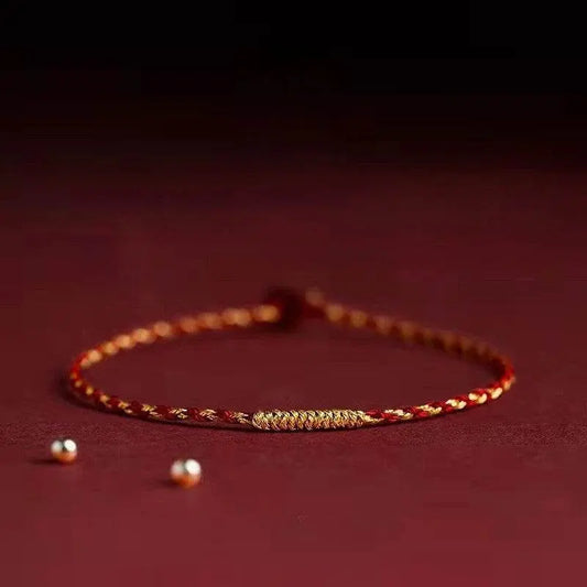 Natal Year Handwoven Golden Silk Diamond - knot Red Rope Bracelet - STAR8S