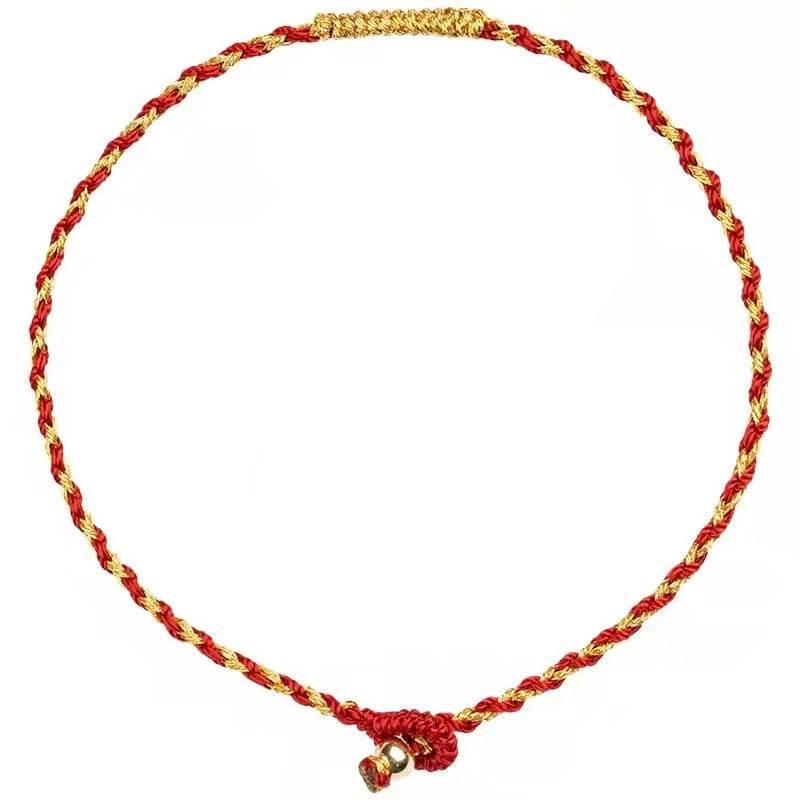 Natal Year Handwoven Golden Silk Diamond - knot Red Rope Bracelet - STAR8S