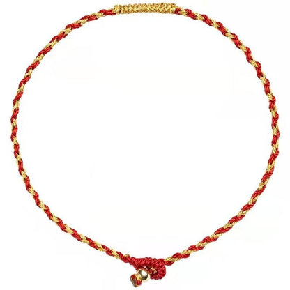 Natal Year Handwoven Golden Silk Diamond - knot Red Rope Bracelet - STAR8S