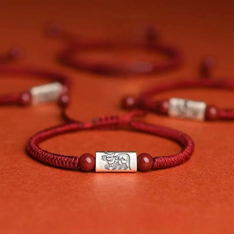 natural chinese zodiac red string bracelet for snake zodiac, s925 silver handmade for men & women, - star8s