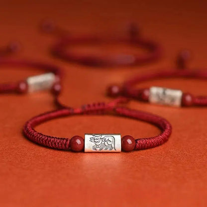 Natural Chinese Zodiac Red String Bracelet for Snake Zodiac, S925 Silver Handmade for Men & Women, - STAR8S