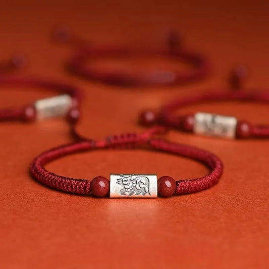 Natural Chinese Zodiac Red String Bracelet for Snake Zodiac, S925 Silver Handmade for Men & Women, - STAR8S
