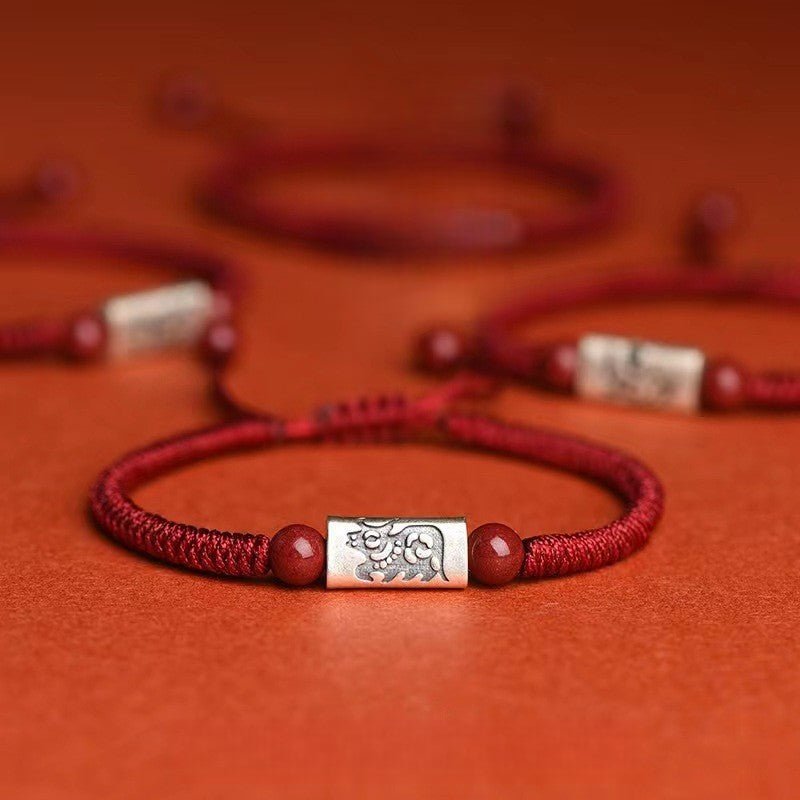 natural chinese zodiac red string bracelet for snake zodiac, s925 silver handmade for men & women, - star8s