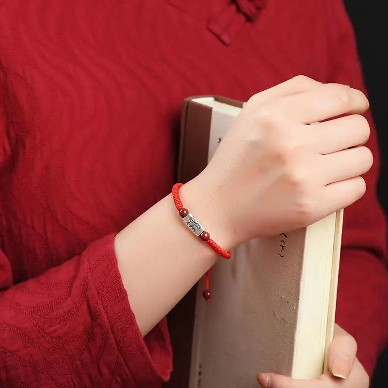 natural chinese zodiac red string bracelet for snake zodiac, s925 silver handmade for men & women, - star8s