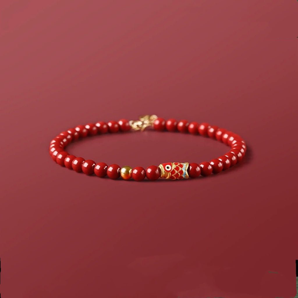 Natural Cinnabar Bead Bracelet – Adjustable Chinese Style Bracelet for Women - STAR8S