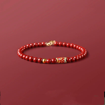 Natural Cinnabar Bead Bracelet – Adjustable Chinese Style Bracelet for Women - STAR8S