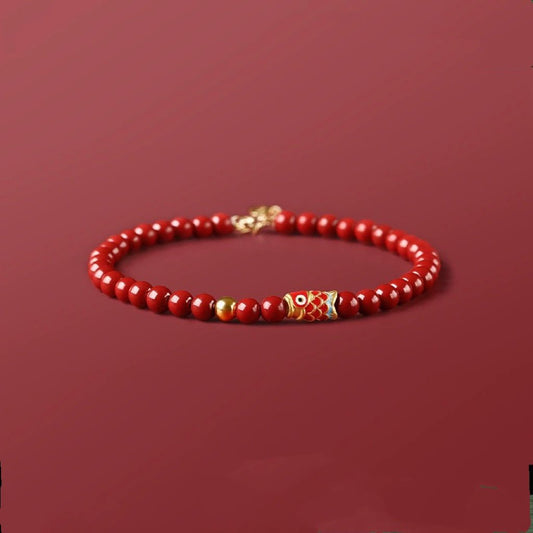 Natural Cinnabar Bead Bracelet – Adjustable Chinese Style Bracelet for Women - STAR8S