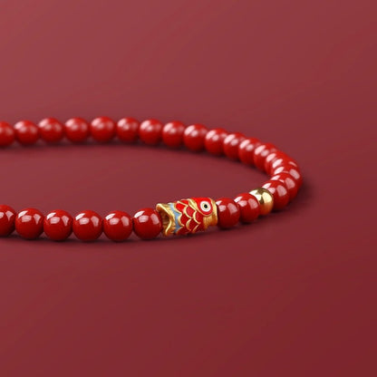 Natural Cinnabar Bead Bracelet – Adjustable Chinese Style Bracelet for Women - STAR8S