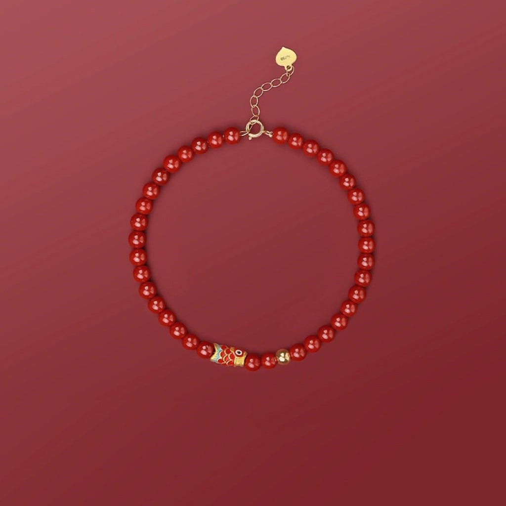 natural cinnabar bead bracelet – adjustable chinese style bracelet for women - star8s