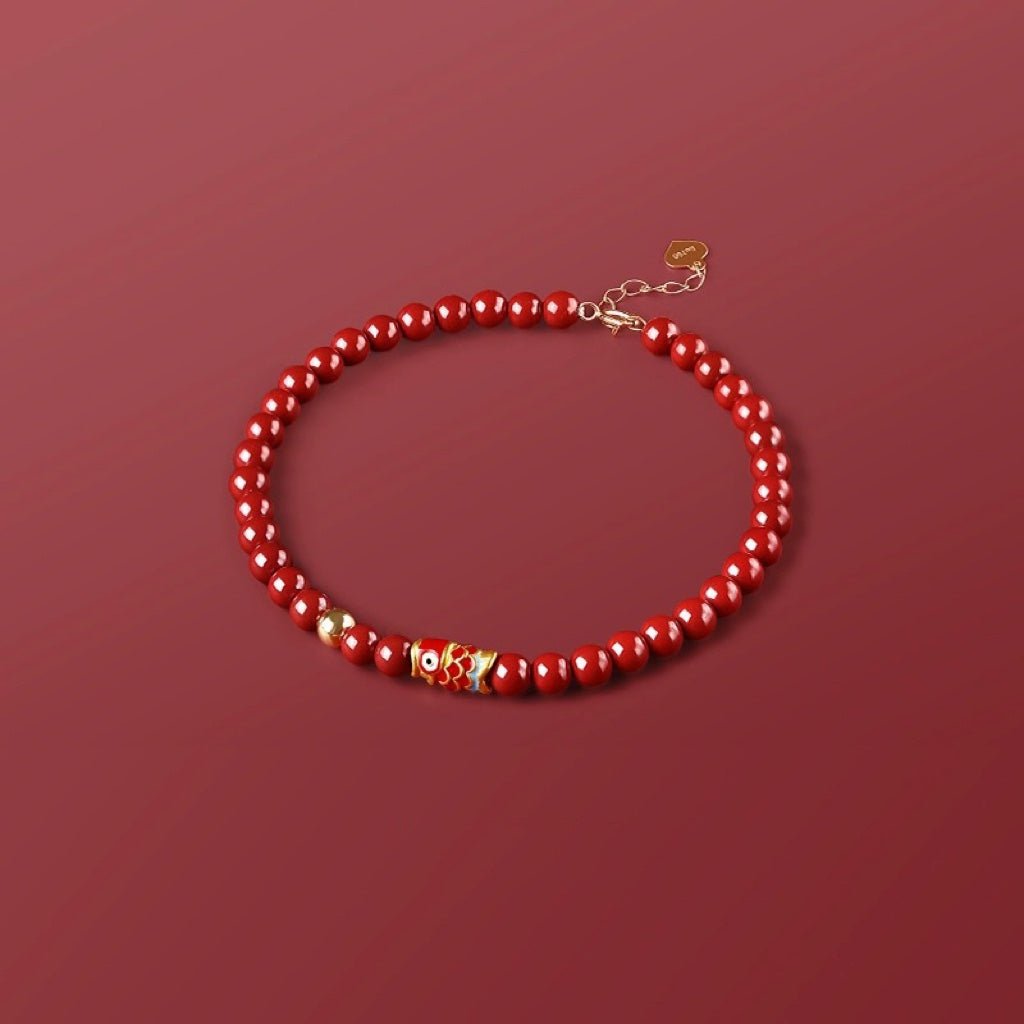 natural cinnabar bead bracelet – adjustable chinese style bracelet for women - star8s