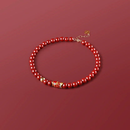 Natural Cinnabar Bead Bracelet – Adjustable Chinese Style Bracelet for Women - STAR8S