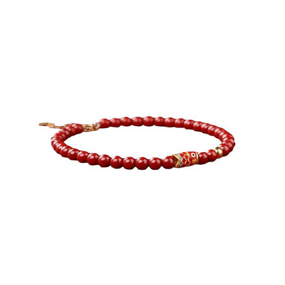Natural Cinnabar Bead Bracelet – Adjustable Chinese Style Bracelet for Women - STAR8S