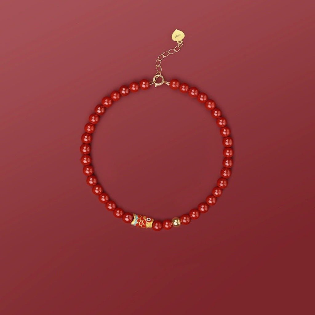 Natural Cinnabar Bead Bracelet – Adjustable Chinese Style Bracelet for Women - STAR8S