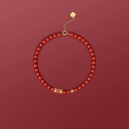 Natural Cinnabar Bead Bracelet – Adjustable Chinese Style Bracelet for Women - STAR8S