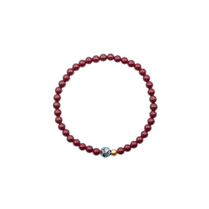 Natural Cinnabar Lotus Beaded Bracelet - Pure Cinnabar and Gold Lotus for Women | Mother's Day & Zodiac Year - STAR8S