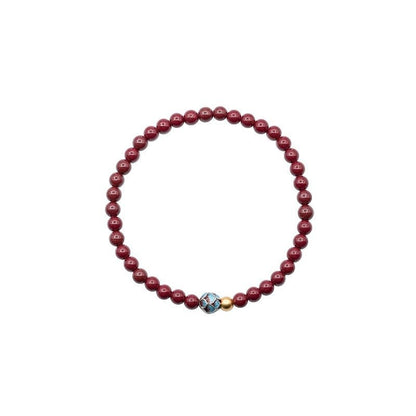 Natural Cinnabar Lotus Beaded Bracelet - Pure Cinnabar and Gold Lotus for Women | Mother's Day & Zodiac Year - STAR8S