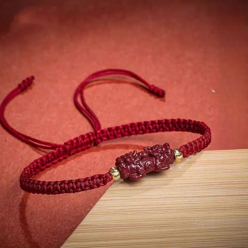 Natural Cinnabar Pi Xiu Red String Bracelet for Prosperity & Protection – Adjustable for Men & Women - STAR8S