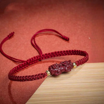 Natural Cinnabar Pi Xiu Red String Bracelet for Prosperity & Protection – Adjustable for Men & Women - STAR8S
