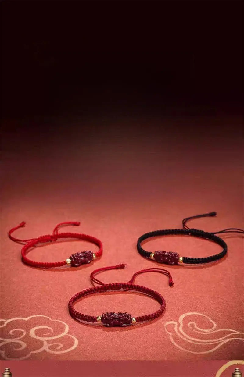 Natural Cinnabar Pi Xiu Red String Bracelet for Prosperity & Protection – Adjustable for Men & Women - STAR8S