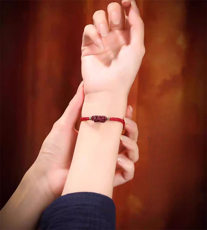 Natural Cinnabar Pi Xiu Red String Bracelet for Prosperity & Protection – Adjustable for Men & Women - STAR8S