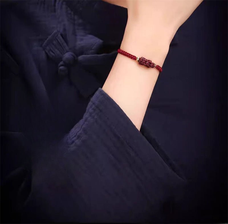 Natural Cinnabar Pi Xiu Red String Bracelet for Prosperity & Protection – Adjustable for Men & Women - STAR8S