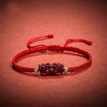 Natural Cinnabar Pi Xiu Red String Bracelet for Prosperity & Protection – Adjustable for Men & Women - STAR8S