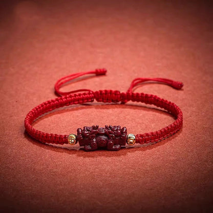Natural Cinnabar Pi Xiu Red String Bracelet for Prosperity & Protection – Adjustable for Men & Women - STAR8S