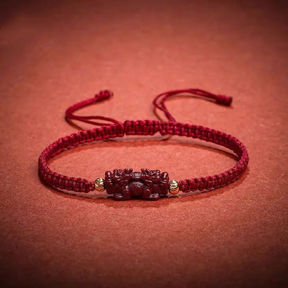 Natural Cinnabar Pi Xiu Red String Bracelet for Prosperity & Protection – Adjustable for Men & Women - STAR8S