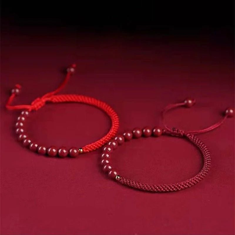 Natural Cinnabar Red String Bracelet - Colorful Rope, Woven Good Completeness - STAR8S