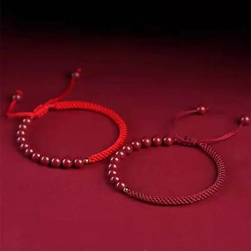 natural cinnabar red string bracelet - colorful rope, woven good completeness - star8s