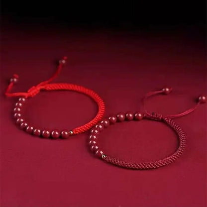 Natural Cinnabar Red String Bracelet - Colorful Rope, Woven Good Completeness - STAR8S