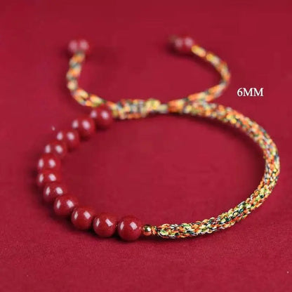 Natural Cinnabar Multicolored Braided Lucky Bracelet for Dragon Boat Festival - STAR8S