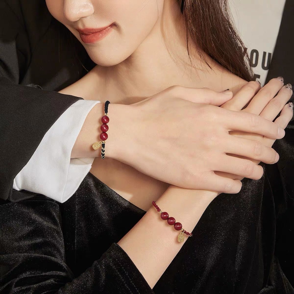 Natural Cinnabar Red String Bracelet – Retro Vintage Style for Couples - STAR8S