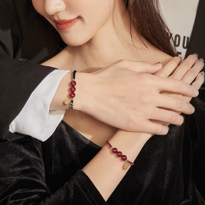 Natural Cinnabar Red String Bracelet – Retro Vintage Style for Couples - STAR8S