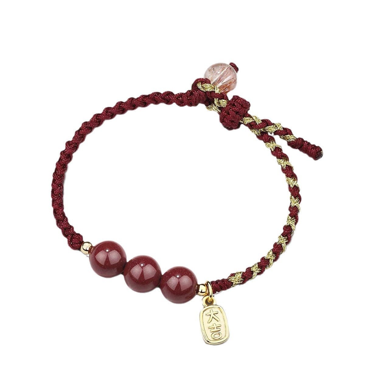 natural cinnabar red string bracelet – retro vintage style for couples - star8s