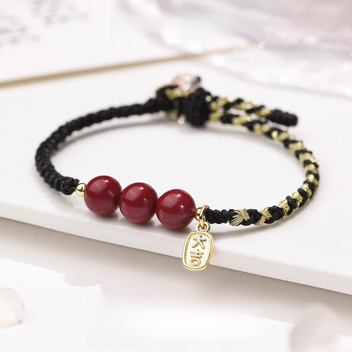 Natural Cinnabar Red String Bracelet – Retro Vintage Style for Couples - STAR8S