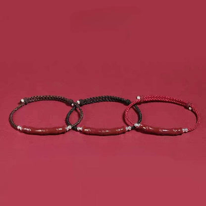 Natural Cinnabar Lucky Bracelet with Bamboo Knot & Road - through Design - STAR8S