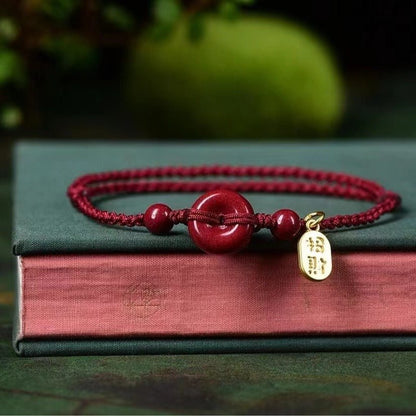 Natural Cinnabar Red Thread Anklet – Handmade Ethnic - Style Foot Chain for Women - STAR8S