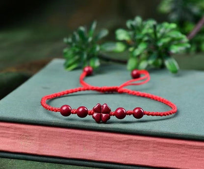 Natural Cinnabar Red Thread Anklet – Handmade Ethnic - Style Foot Chain for Women - STAR8S