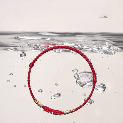 Natural Cinnabar Six Words Mantra Red String Bracelet with Pure Silver | Year of the Snake Gift for Women - STAR8S