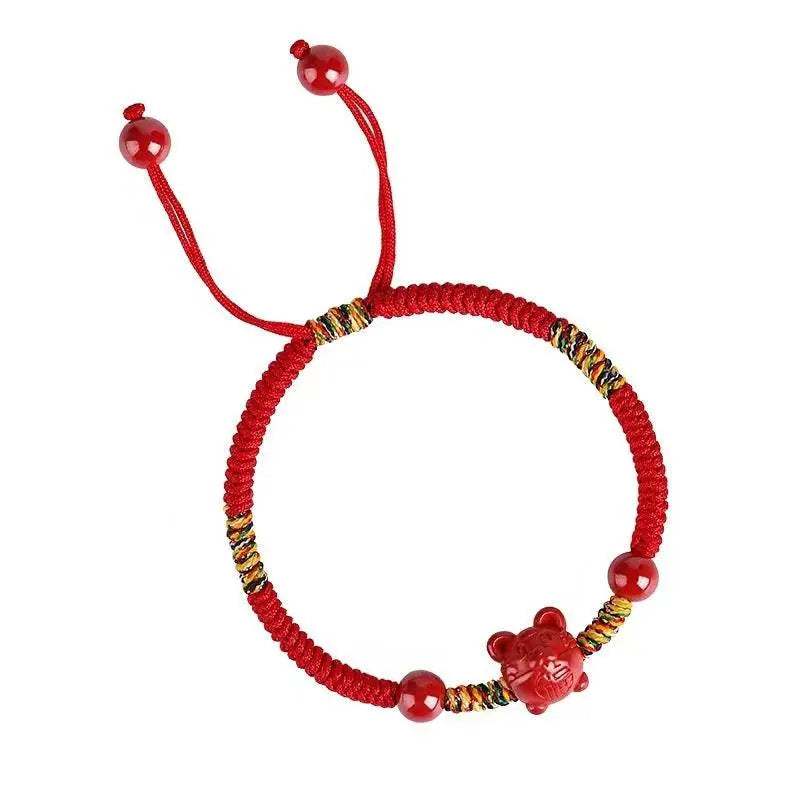 natural cinnabar zodiac braided bracelet for dragon boat festival, ideal for girls & babies - star8s