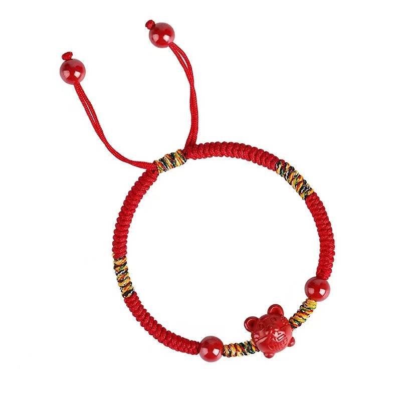 natural cinnabar zodiac braided bracelet for dragon boat festival, ideal for girls & babies - star8s