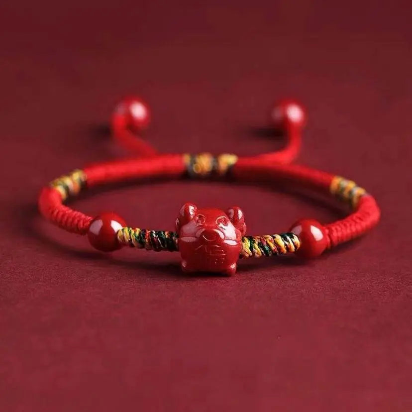 natural cinnabar zodiac braided bracelet for dragon boat festival, ideal for girls & babies - star8s