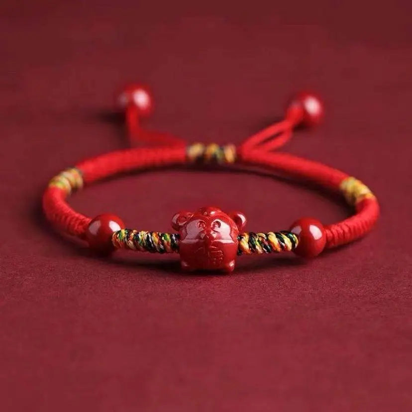 natural cinnabar zodiac braided bracelet for dragon boat festival, ideal for girls & babies - star8s
