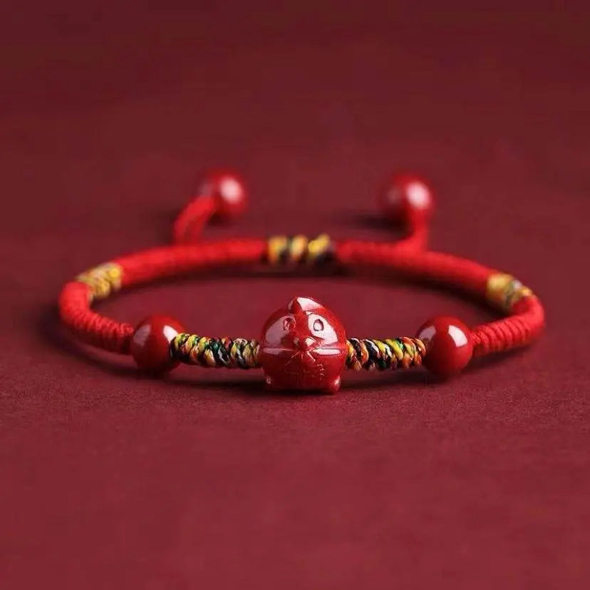 natural cinnabar zodiac braided bracelet for dragon boat festival, ideal for girls & babies - star8s
