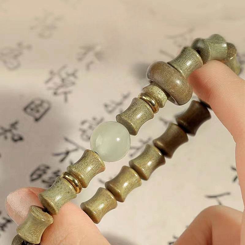 natural green sandalwood bamboo - knot bracelet, chinese - style couple jewelry - star8s